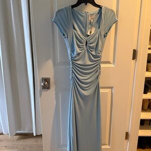 Cinq à Sept Light Blue Ruched Maxi Dress